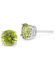 8mm Peridot Stud Earrings in Platinum Screw Back Posts