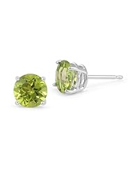 7mm Peridot Stud Earrings in Platinum Screw Back Posts