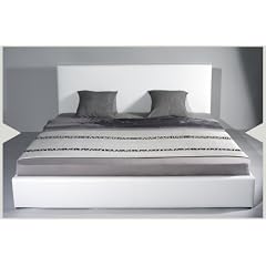 Designer Lederbett / Leder Tex Bett 140 x 200 weiss, Textilleder mit Holz-Rahmen inkl. Lattenrost - Design M�bel Betten