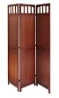 Wood Screen -3- Panel Antique Walnut Finish