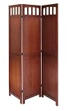 Wood Screen -3- Panel Antique Walnut Finish