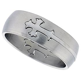 Surgical Steel 5/16" (8mm) Domed Gothic Cross Ring