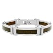 Men's Stainless Steel Bracelet with Wood, 8.75"
