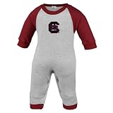NCAA South Carolina Gamecocks Infant Ash-Garnet Long Sleeve Raglan Romper