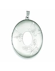Genuine .925 Sterling Silver 3 Butterflies 34mm Oval Locket 8.6 Grams. 100% Satisfaction Guaranteed.