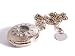 Silver colour metal cased double hunter pocket watch with window, chain and fob