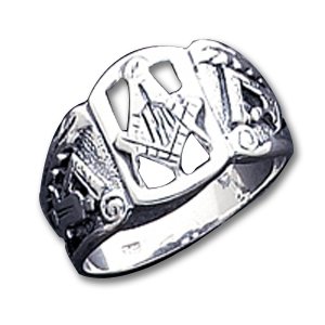 Sterling Silver Antiqued Masonic Ring