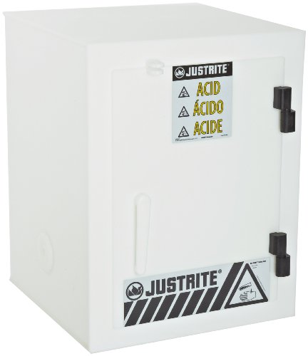 Justrite 24004- Six 25 Liter Bottles 22 x 17 x 17 Size Countertop Solid Polyethylene Acid Cabinets