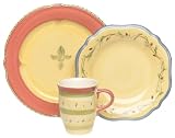 Pfaltzgraff Pistoulet Les Assiettes de Pistoulet Salmon 12-Piece Dinnerware Set, Service for 4