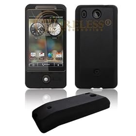 Solid Black Silicone Skin Cover Case Cell Phone Protector for HTC Hero [Beyond Cell Packaging]