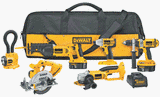 DEWALT DC6PAKIA Heavy Duty XRP 18 Volt Cordless 6-Tool Combo Kit, includes Hammer Drill, Circular Saw, Reciprocating Saw, Impact Driver, Cut-Off Tool, Flexible Floodlight, 2 Batteries, Charger, and Bag