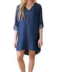 Sexy V-neck Denim Long Sleeves Cocktail Prom Dress/Party Dress/Mini Dress 