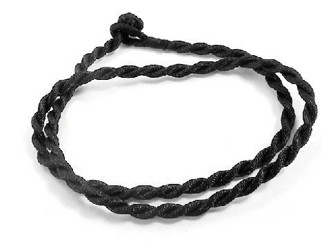Black Synthetic Faux Silk Rope Cord 17" Necklace