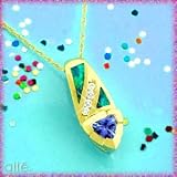  : 14K .25 CT TANZANITE AUSTRALIAN OPAL DIAMOND PENDANT