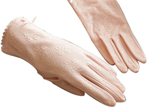 Shineray-Multicolor Elbow Short Sexy Lace Uv Protection Sun Block Dressing Driving Wedding Gloves Sleeves with Bows,Pink
