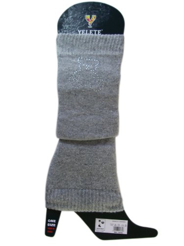 Yelete Rhinestone Bear Light Grey Leg Warmers (One Size) - Fashion Light Gray Footwear Legwarmers