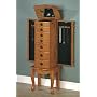 Classic Oak Finish Jewelry Storage Armoire with Mirror
