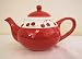 Ronnie's Terramoto Ceramic, Teapot 6 Cup, Cherries with Tomato Red Base