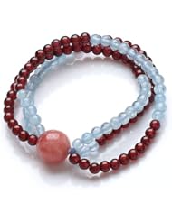 Honeystore Girls Rhodonite Aquamarine Garnet Stretch Bracelet Color Multicolor