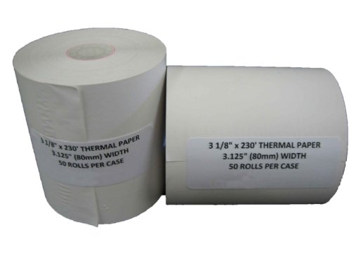 PosPaperRoll Thermal Paper Rolls Pack of 50 Made In USA (3 1/8'' x 230')