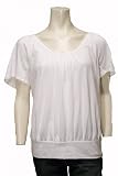 Juniors Pleated Neckline Banded Bottom Short Sleeve Top