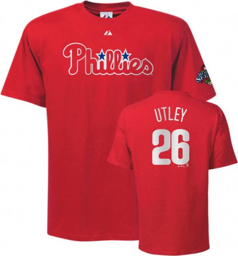 Buy Chase Utley Philadelphia Phillies 2008 World Series Red Jersey Name and Number T-Shirt