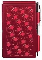Wellspring Flip Notes Ruby Red Metal Notepad w/Pen