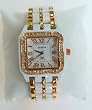 Geneva Ceramic looking Rose Gold N White Quartz Designer watch with Diamonds Square Case Dail with Roman Numerber