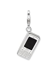 Sterling Silver 3-D Enameled Cell Phone w/Lobster Claw Clasp Clasp Charm Real Goldia Designer Perfect Jewelry Gift