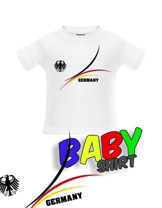 DEUTSCHLAND FAN T-SHIRT – GERMANY STRIPES – BABY – WEISS – T-SHIRT by Jayess-Baby Gr. 80/86