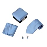 Blue String Necktie, Cufflinks, Hankchief, Matching Same Fabric Box Set Marriage ties for men DS1037
