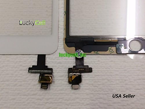 LuckyCell-Replacement Screen for White iPad Mini 3 3rd Glass Touch Screen Digitizer Pre-Adhesived with IC Chip Pre-Solder and Flex Cable Assembly A1599 A1600 A1601 (White iPad Mini3 with IC)