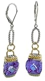 Two-Tone Sterling Silver Lavender CZ Earrings