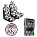 11 Piece Hawaiian Auto Interior Gift Set - Grey Hawaii Hibiscus Floral print : 2 Low Back Seat Cover, 2 Headrest Cover, Steering Wheel Cover, 2 Shoulder Harness Pressure Relief Cover, 2 Front Floor Mat and 2 Rear Floor Mat - Grey