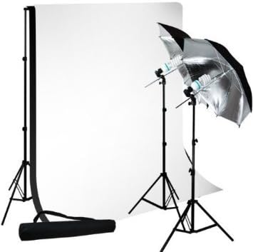 IvationStudio Photography Photo Video Continuous Lighting Kit, 10ft Background Support, With Black and White 10 X 10 Muslin Backdrops,