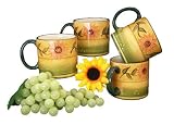 COFFE MUG, CUP,DRINKING 4PC CUP SUNFLOWER YELLOW