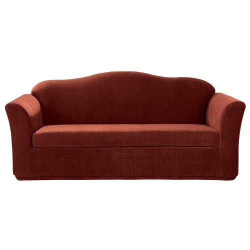 Casual Home Stretch Rib 2-pc. Sofa Slipcover - Garnet (Sofa)