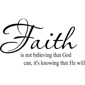 Faith is not believing that God can it's knowing that he will Vinyl Lettering Wall Sayings Home Art Decor