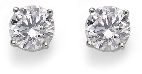 Platinum, Round, Diamond 4-Prong Stud Earrings (3/4 cttw, G-H Color, VS2 Clarity)