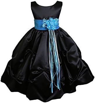 AMJ Dresses Inc Big Girls Black/turquoise Flower Girl Pageant Dress Size 12