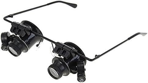 PhyllisEsters 20X Watch Repair Magnifier Binocular Glasses LED Light Black