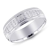 14K White Gold Double Beaded Row Ladies Wedding Band