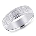 14K White Gold Double Beaded Row Men's Wedding Band