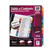 Avery Products - Avery - Ready Index Contemporary Table of Contents Divider, 1-31, Multi, Letter - Sold As 1 Set - Print or photocopy titles framed with bright colors matched to preprinted tabs. - Stronger heavier weight paper. - Stronger tab reinforcements. - Double-sided hole reinforcements. -
