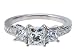 18k White Gold Princess-Cut Diamond 3-Stone Ring (GIA Certified 1.05 center, 2.11 cttw, E color, VS1 clarity), Size 6