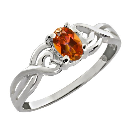 0.55 Ct Ecstasy Oval Mystic Topaz and 14k White Gold Ring