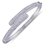 14kt White Gold Intersecting Cluster Diamond Bangle