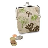 Ginkgo Leaf Linen Money Organizer - Coin Purse