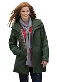 Woman Within Plus Size Hooded Jacket With Military Chic (True Olive,3X)