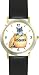 Gray Tabby Cat Kitten in Cookie Jar Cat - JP - WATCHBUDDY&reg; DELUXE TWO-TONE THEME WATCH - Arabic Numbers - Black Leather Strap-Size-Large ( Men's Size or Jumbo Women's Size )